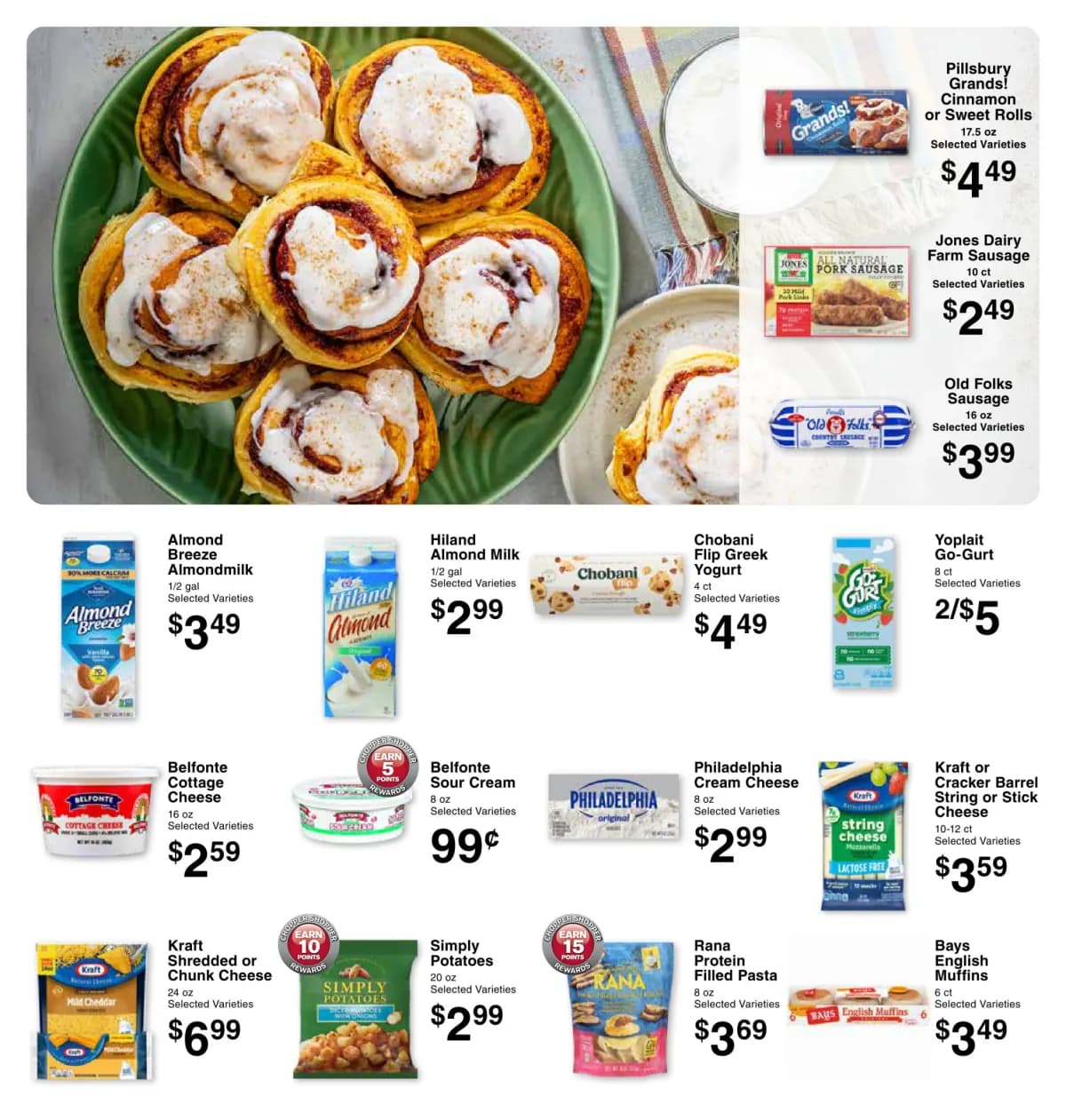 Price Chopper weekly ad page featuring cinnamon rolls