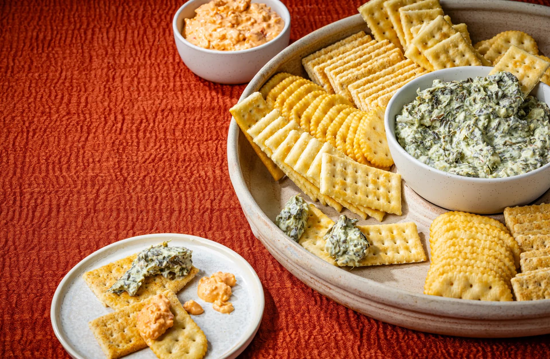 Town House Club crackers with spinach dip