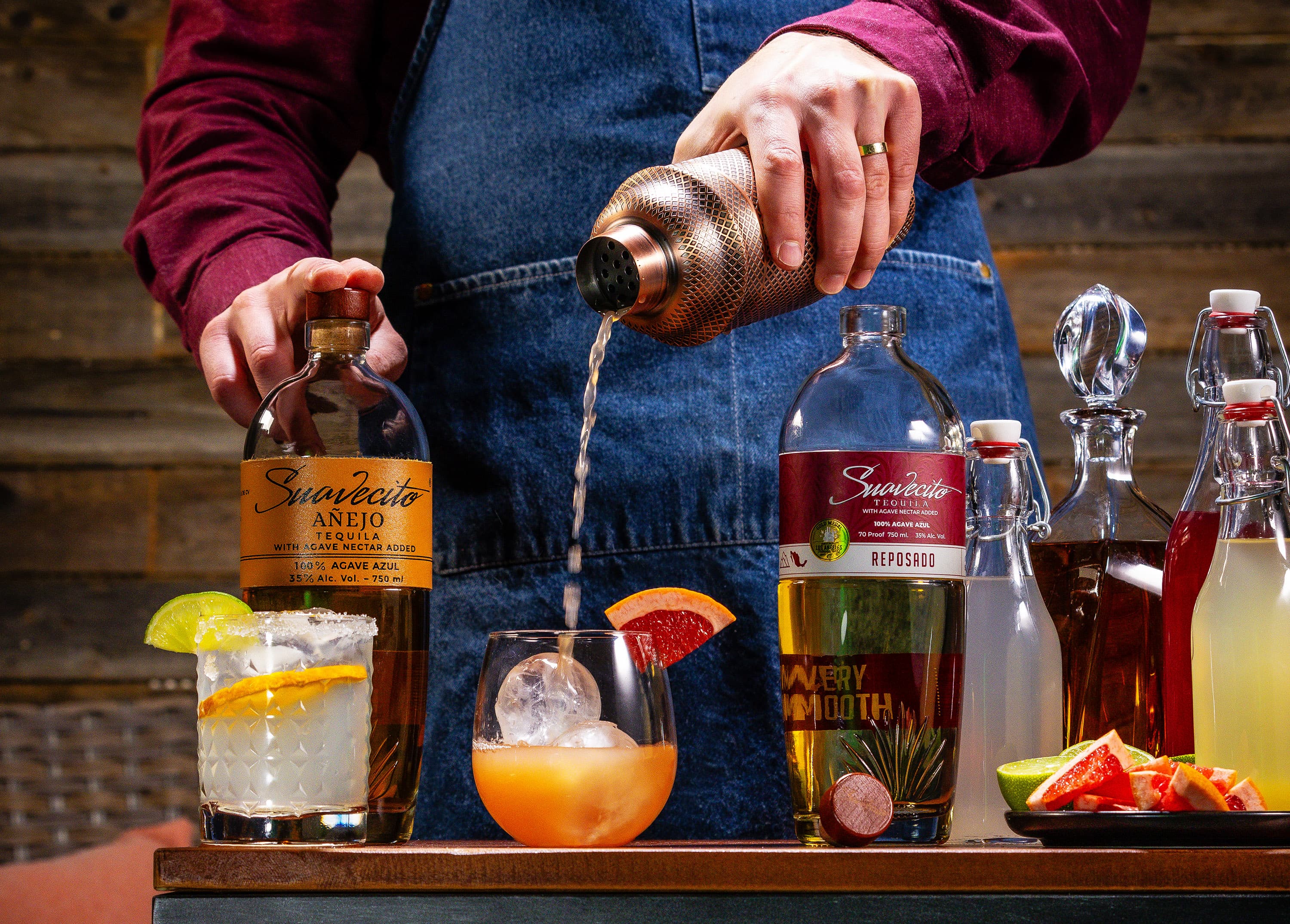 Suavecito bar cart cocktail photography